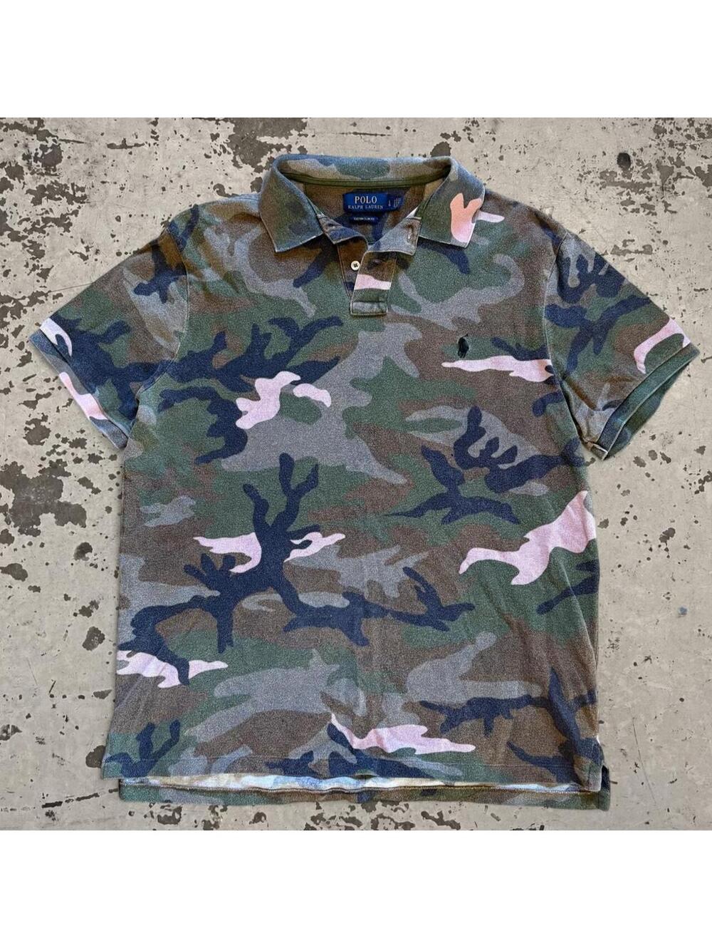 Mens Camo Polo Ralph Lauren Tee Size L